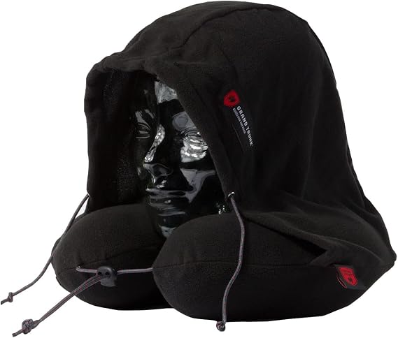 GRAND TRUNK Hooded Travel Pillow - Memory Foam Neck Support with Light-Blocking Hood & Carry Bag