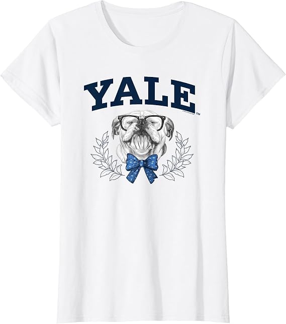 Yale University Bulldog Handsome Dan with Glasses and Bow T-Shirt