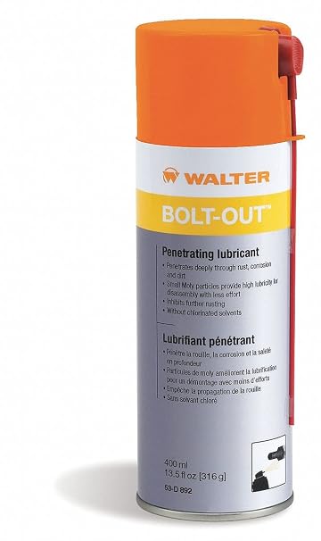 Walter 53D892 Bolt-Out Penetrating Lubricant [Pack of 12] 400ml Aerosol Spray, Microscopic Moly Particles, Non chlorinated Lube for Metals. Industrial Lubricant