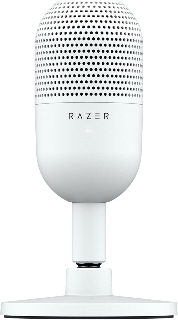 Razer Seiren V3 Mini - Ultra kompakt USB mikrofon (14 mm kondansatörlü mikrofon, süper kardiyot karakteristiği, LED göstergeli dokun-sessiz sensör, entegre amortisör, tak ve çalıştır tasarımı), Beyaz