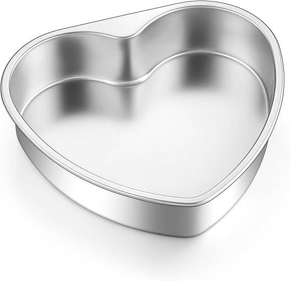 Homikit 8 Inch Heart Shaped Cake Pan, Stainless Steel Heart Mold Layer Cake Tins for Valentines Day, Weddings & Anniversaries, 2 Deep Layer Baking Molds, Non-Toxic & Dishwasher Safe