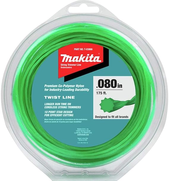 Makita T-03866 Twisted Trimmer Line, 0.080, Green, 175, 1/2 lbs.