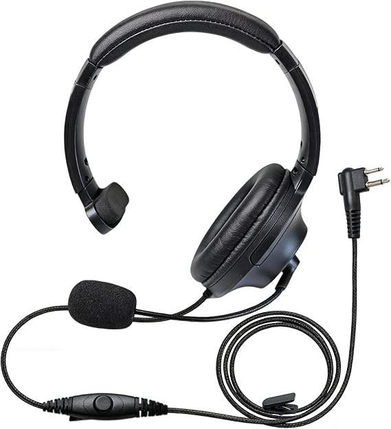 2 Pin M1 Over Ear Headset Earmuff Headphone Radio Earpiece with Boom Mic Compatible for Motorola BPR40 CLS1110 CLS1410 CP185 CP200 CP200D DLR1020 DLR1060 DTR650 DTR700 RDM2070D RDU4100 Radios