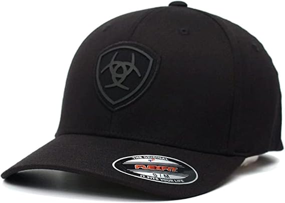 ARIAT Men's Flexfit Black Shield Cap Black S/M