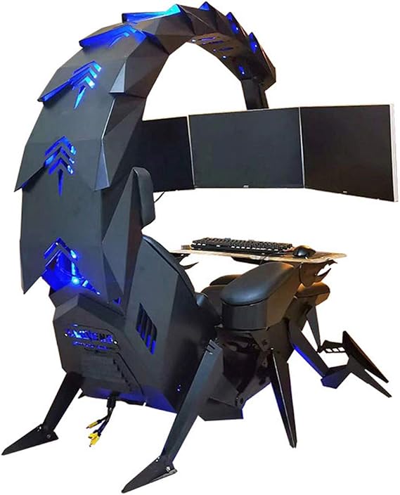 Super Deluxe Racing Executive Office Cockpit Gaming Station Video Gaming Chair, Computer Table and Chair, High-Back Swivel , with Headrest, Lumbar Support,
