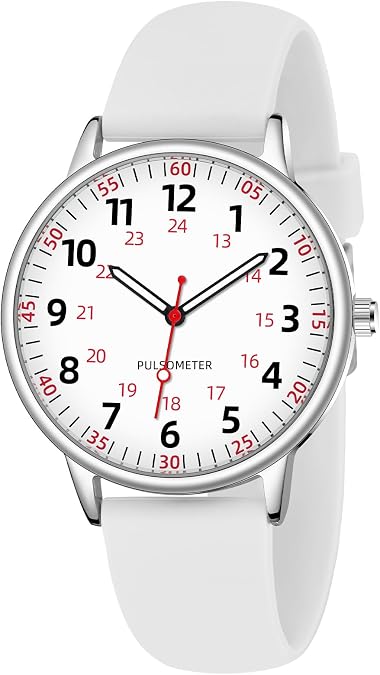 TWOPTION Nurse Watch for Women Waterproof Analog Silicone Watch with Second Hand Nursing Watch