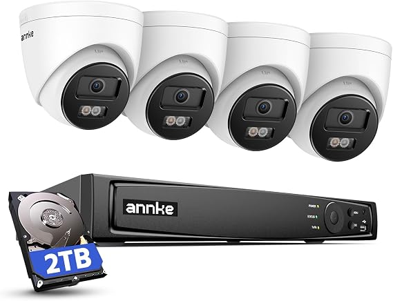 ANNKE 8CH 4K PoE Security Camera System with 4X 8MP IP Turret Cams, 2TB HDD