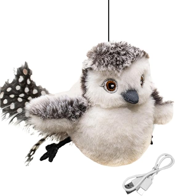 Interactive Bird Cat Toy Snowy Owl Shaped Interactive | Simulation Chirping Bird Toys for Kittens Pet Home Living Room Indoor Playing