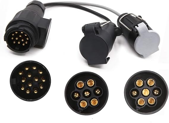 Boerni Towing Electrics Adaptor 13 Pin to 12N+12S 7 Pin,Caravan Converter 13 Pin Plug Socket Caravan Trailer Conversion Adapter Lead