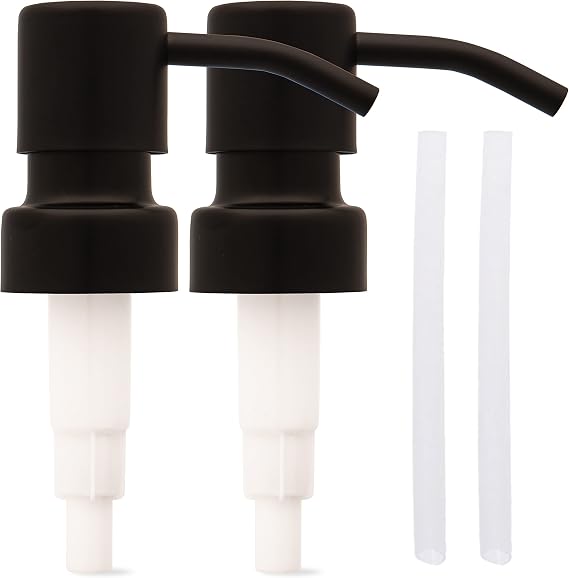 Bathroom Countertop Soap Pump Heads, Black Matte, 2-Pack