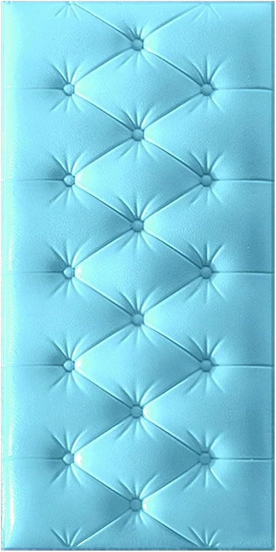 Stick Headboard, 3D Wall Padding with Soft Cushion and Easy Installation, Wall Cushion Padding Kids for Study or Play Area(Baby Blue,70 * 35 cm)