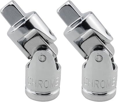 CHENJIN Universal Joint Socket 2PCS 1/4 Inch Drive Spring Loaded Swivel Socket Adapters