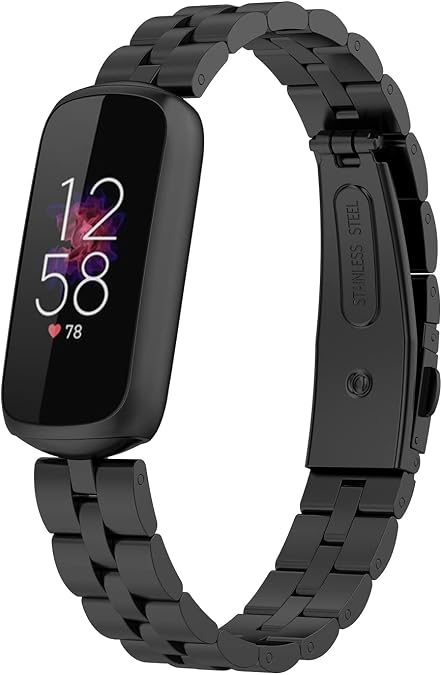 FitTurn Bands Compatible with Fitbit Luxe Metal Stainless Steel Watch Band Replacement Classic Durable Solid Link Accessory Buckle Metal Strap Wrist Band for Luxe Fitness Wellness Tracker