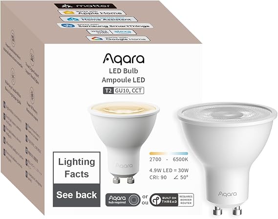 Aqara Smart LED Light Bulb T2 GU10, Tunable White (2700K-6500K)