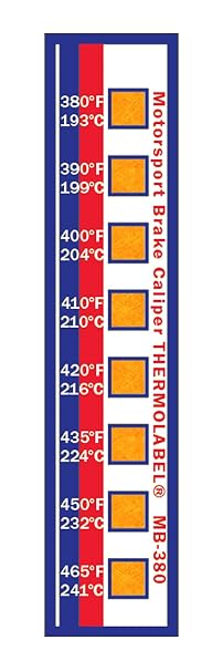 Motorsport Brake Caliper Temperature Indicator Strips 380-465F Pack of 16 Labels