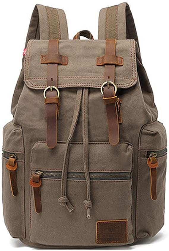 High Capacity Canvas Vintage Backpack - for School Hiking Travel 12-17" Laptop Backapcks for Men Casual Daypacks