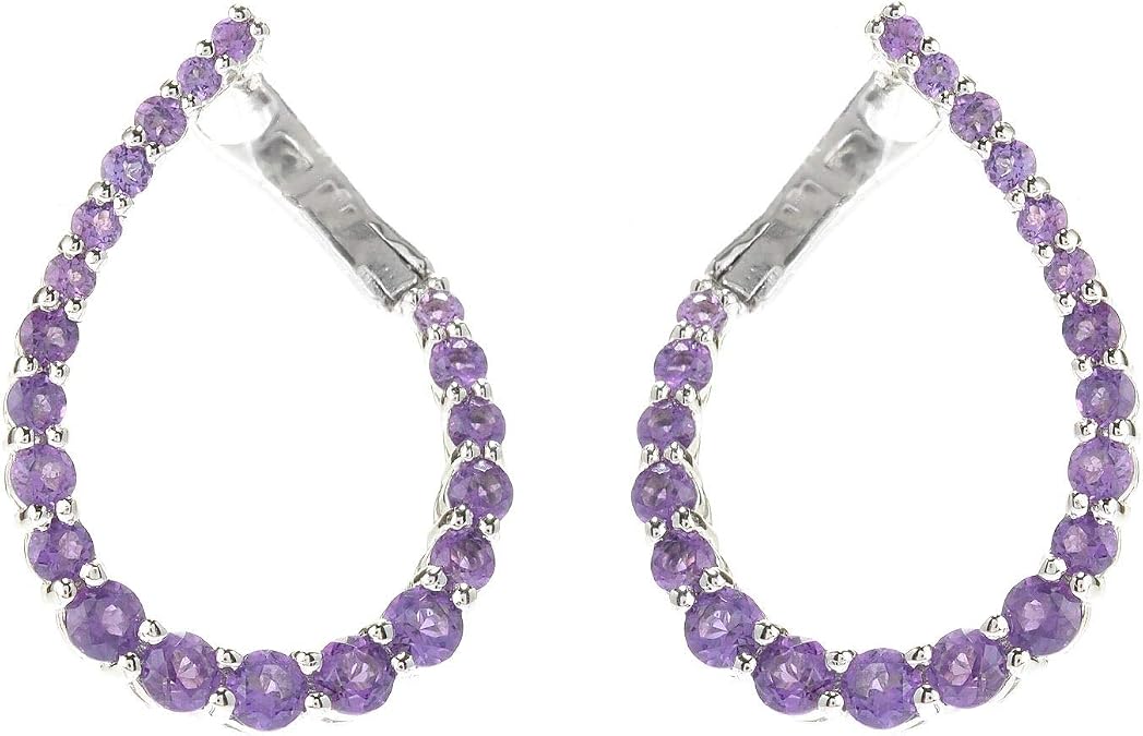 Sterling Silver African Amethyst Front-back Hoop Earrings