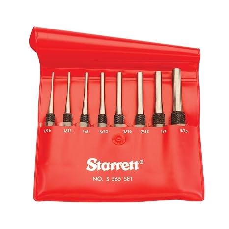 Starrett Drive Pin Punch Set, 8-Piece, 4" Length