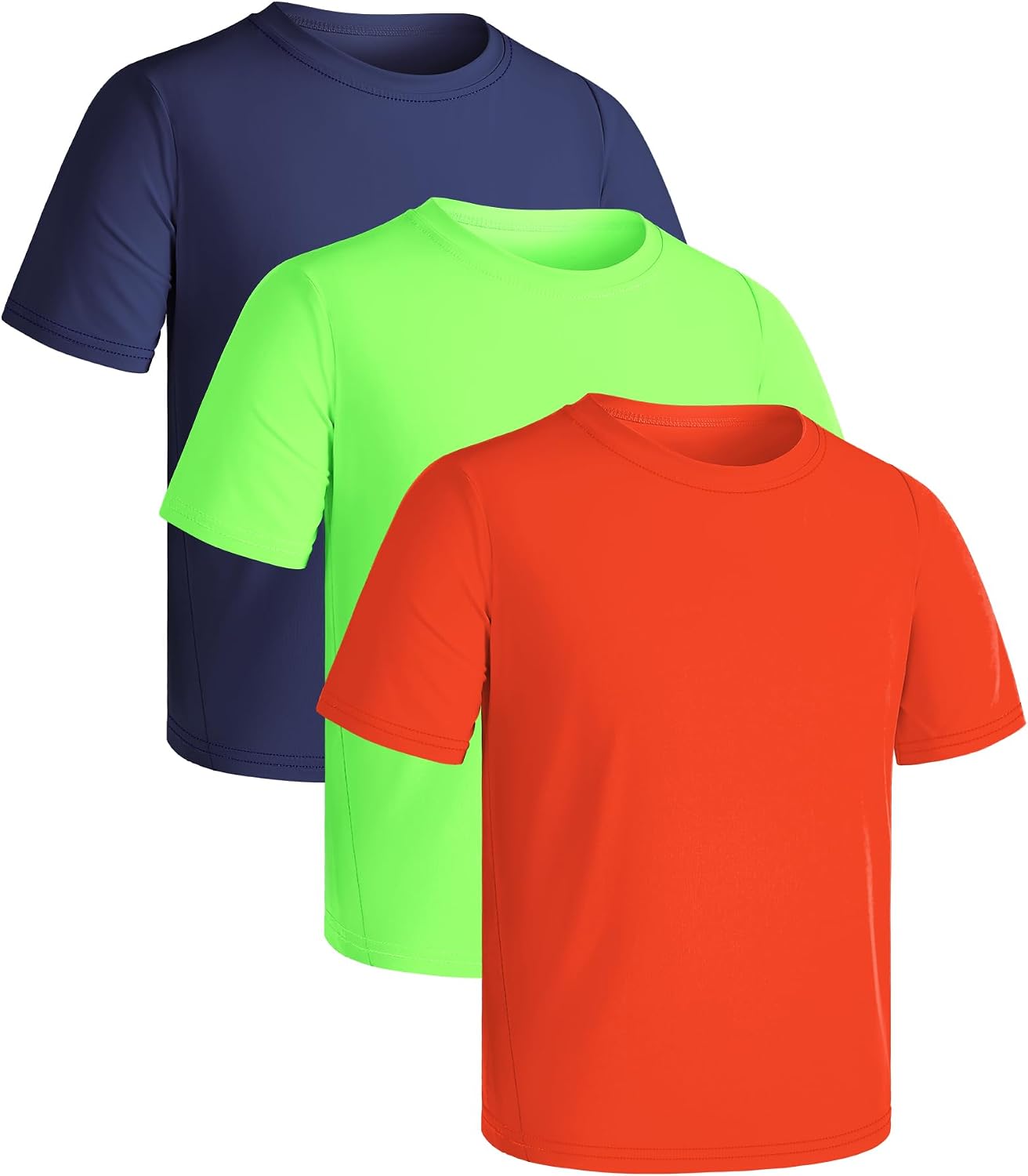 Auranso 3 Pack Boys Swim Shirts Rash Guard Short Sleeve UPF50 Quick Dry Fishing Surfing Swimwear