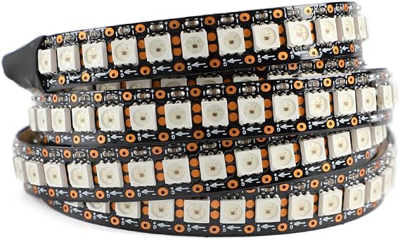 WS2812B 12V WS2815(Upgraded WS2812B) LED Strip Individually Addressable Light Programmable LED Strip with 4pin JST-SM connectors,3.2FT 144LEDS 144Pixels/m Non- Waterproof Black PCB
