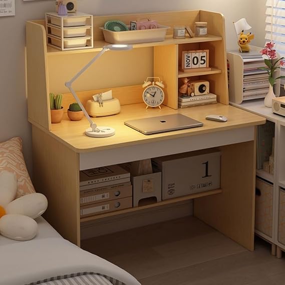 TAYTHI Study Desk, Study Desk Set, Simple Design Functional Compact Desk, Study Desk, Work Desk, Computer Desk, Desk Storage, Desk with Shelf, Multifunctional Desk Suitable for Home Office, Ideal for