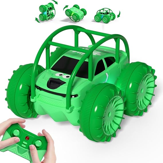 Direct Charging Remote Control Cars, 2.4Ghz Amphibious 360° Flip Rc Stunt Car, All Terrain 4WD Child's Toy Vehicle with LED Light, Car Games Age 3-12 Boys Girls Kids Birthday Gifts Presents