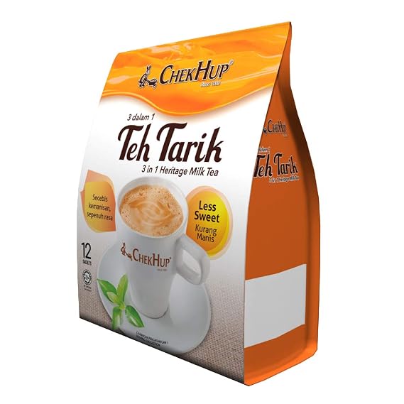 Malaysia Famous Chek Hup / Teh Tarik 3 In 1 Instant Mix / Delicate Blend of Black Tea & Non Dairy Creamer, With Less Sugar / Authentic Classic Taste, Lightly Sweetened / 15s x 40g/pack
