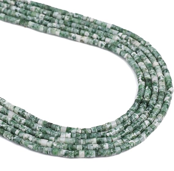 BEADIA Natural African Jade Spacer Beads Caps Flat Round Loose Beads for Beading Jewelry Making 3mmx2mm 38cm
