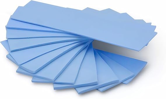 12 Pack Assorted Thickness 0.5 1.0 1.5 mm Thermal Conductive Silicone Pads with 6.0 W/mk Thermal Conductivity, Soft Safe Simple to Apply for SSD CPU GPU LED IC Chipset Cooling -Blue