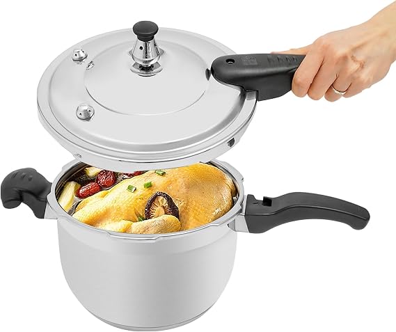 Pressure Cooker, Stainless Steel Autoclave, Thickened Pressurized Cooker Fit for G-as Stoves, Induction Cookers, Electric Ceramic Stoves, for Making Thin Rice, Soup, Stewing Meat (5L/5.28Qt)