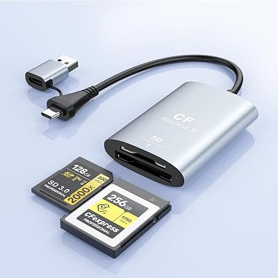 CFexpress Type B & SD Card Reader USB-C 3.2 Gen 2 10Gbps Aluminum Alloy High-Speed Memory Card Reader for Sony, Canon, Nikon, Fujifilm Cameras Compatible with Lexar, SanDisk, ProGrade, Angelbird