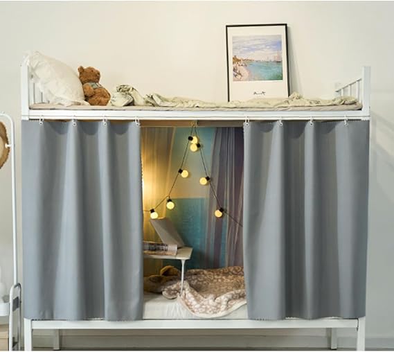 Blackout Bottom Solid Bunk Bed Curtains Students Home Dorm Privacy Room Shading Drapery Lightproof Dustproof Short Curtains for Bedroom Bathroom Privacy Bed Canopy