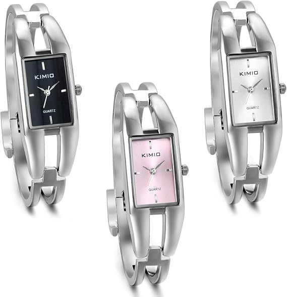 JewelryWe Damen Armbanduhr Elegant Charm Casual Analog Quarz Uhr mit Rechteck Zifferblatt 3 Farben