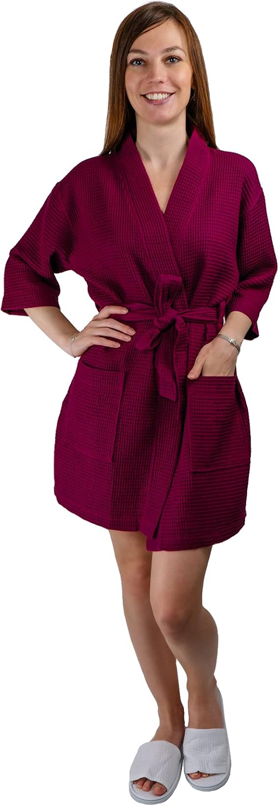 FTB Trendy Colors Waffle Short Robe Bridesmaid Gift Bride 2021 Waffle Robe
