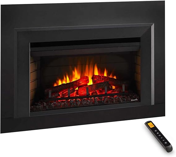 SimpliFire 25-Inch Electric Fireplace Insert, Small Black Surround, 35" x 23" (SF-INS25-SF-SI3523-INS25)