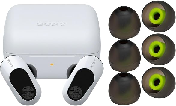 Sony INZONE Buds Truly Wireless Noise Canceling Gaming Earbuds with 360 Spatial Sound White Bundle with Silicone Earbud Replacement 4 Items