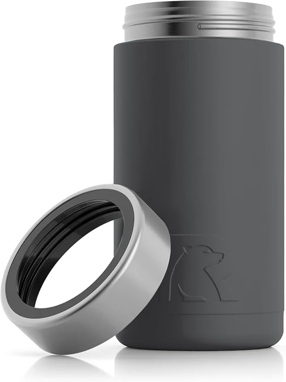 RTIC Craft Can Cooler Insulated, Drink, Beverage, Bottle, Soda Can Cooler with Lid, Stainless Steel Metal, Double Wall Insulation Coozie for Cans, Sweat Proof, 16 oz, Charcoal