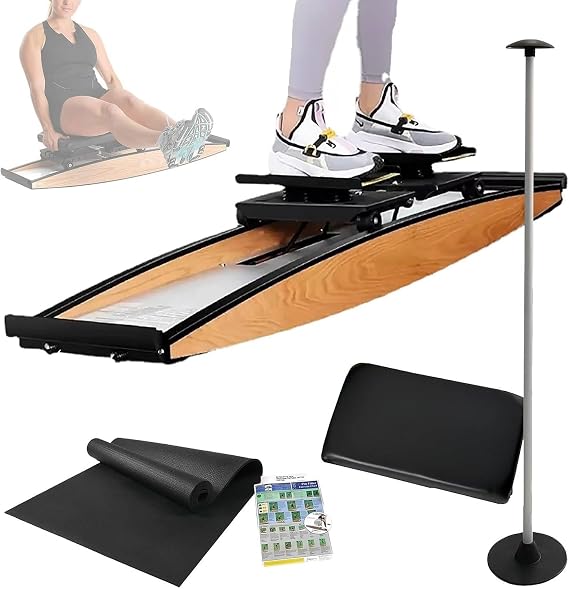 Ski Training Machine, Swing Slide Machine, Indoor Simulated Ski Machine, Bearing Capacity 150kg/330 Lbs, With Ski Poles and Mats, Used for Surfing, Skiing, Hockey Training