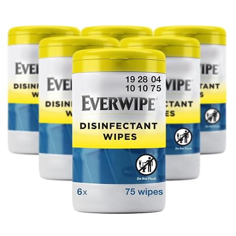 Tork Everwipe Disinfectant Wet Wipe Canister White, Cleans and Deodorizes, 6 x 75 wipes, 192804 (101075)