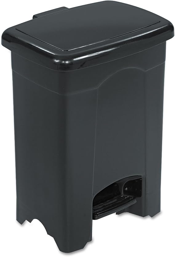 Safco Home Office Plastic Step-On 4 Gallon Waste Container Receptacle Black 1Pack
