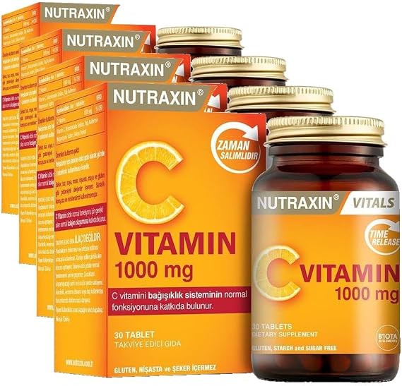 Nutraxin Vitals Vitamin C 1000 mcg 30 Tablet Takviye Edici Gıda (4 paketi)