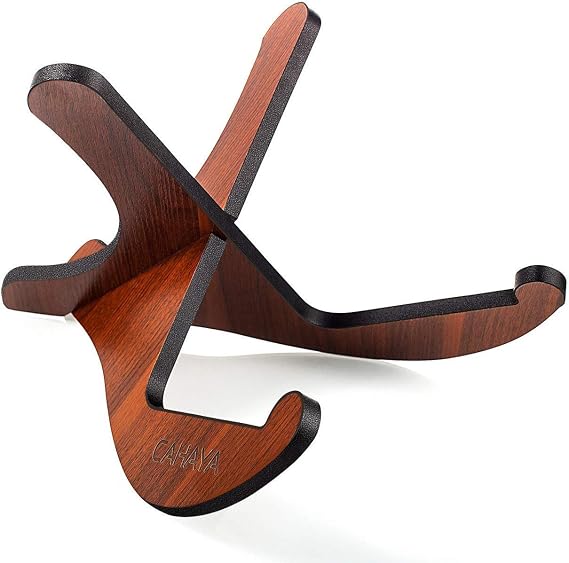 CAHAYA Guitar Stand Wooden Floor Guitar Stand Thicken Plywood X-Frame Style Portable String Instrument Holder with Soft Leather Edges for Acoustic Classical Bass Guitars Acoustic Guitar Stand CY0180