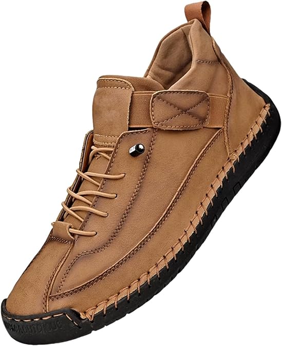 Mens Leather Ankle Chukka Shoes Womens Waterproof Slip On Loafers Handmade Premium Leather Driving shoes Orthopedic Lightweight Comfort Walking Shoes
