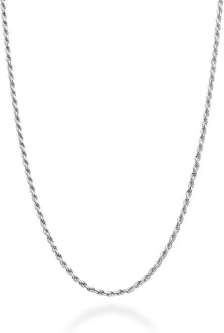 Miabella Italian 925 Sterling Silver Rope Chain Necklace Women Men, 1.5mm