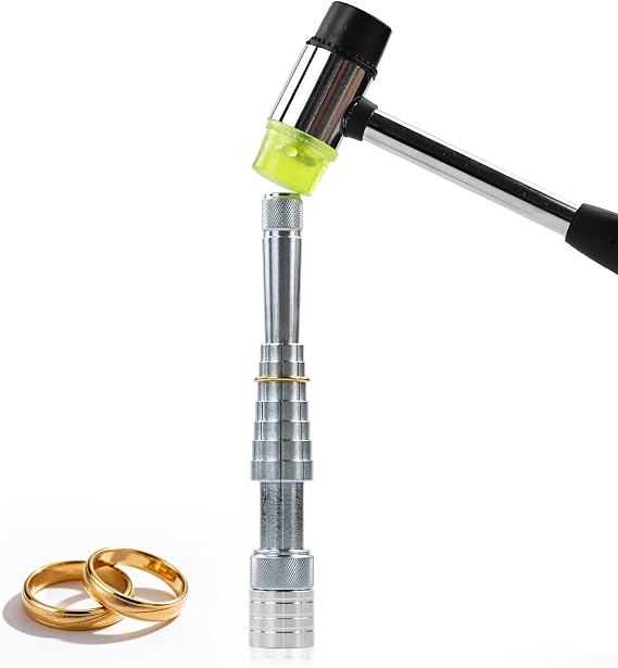 Professional Jewelry Ring Stretcher Tool Kit with Rubber Mallet Ring Expander and Extender for Ring Making Resizing Repair Sizer Shaper Adjusting