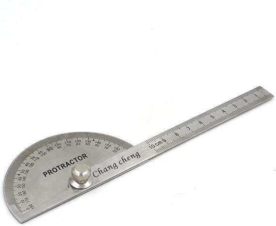 Protractor Angle Ruler Machinist Stainless Steel Round Head Rotary 0-180 Degrees / 0-10mm Length