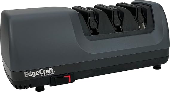 EdgeCraft Professional Electric Knife Sharpeners AngleSelect for 15- and 20-Degree Straight-Edge and Serrated Knives with Diamond Abrasives & Precision Angle Control, 2-Stage, Gray