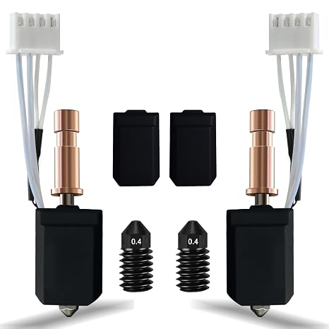 2PCS 0.4mm Kobra S1/Kobra S1 Combo Ceramic Hotend, Extruder Print Head Hot End with 2PCS Nozzle and Silicone Cover Sock for Anycubic Kobra S1/Kobra S1 Combo 3D Printer