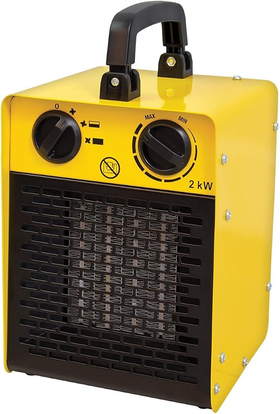 Benross 2000W Industrial Fan Heater/Adjustable Thermostatic Control/Warm & Cool Air Settings/Dual Overheat Protection/Portable With Carry Handle/Low Noise
