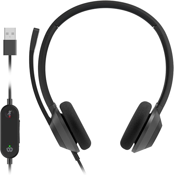 Cisco Headset 322 USB, Wired Dual On-Ear Headphones, Webex Controller with USB-A, Carbon Black, (HS-W-322-C-USB)